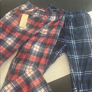 Plaid Pajama Pants Set in Red and Blue